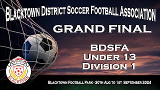 BDSFA  Under 13s Division 1 GRAND FINAL 2024  Quakers Hill Tigers Vs Marayong FC [upl. by Kask]