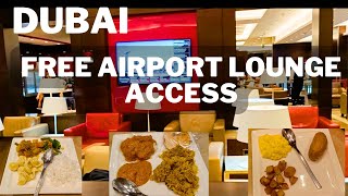 How to eat Free Unlimited Food at Airport  Dubai Airport Marhaba Lounge [upl. by Ayle]