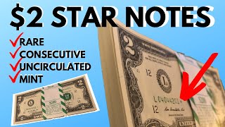 100 2 STAR NOTES in BANK STRAP  UNCIRCULATE TWO DOLLAR BILLS DIRECTLY FROM THE US MINT [upl. by Barina194]