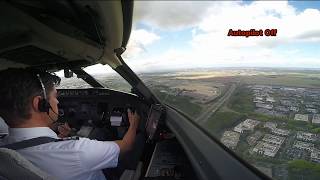 Cockpit View  Extreme crosswind landing at Paris [upl. by Onaireves]