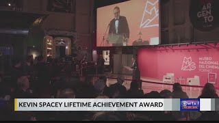 Embattled actor Kevin Spacey lauded in Italy for achievement [upl. by Blight]