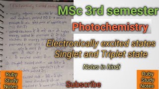 Photochemistry • Electronically Excited States • Singlet and Triplet state • MSc • BSc [upl. by Telrahc]