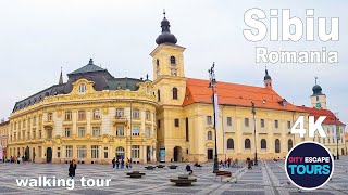 Sibiu Romania Walking Tour 4k UHD 60fps [upl. by Seidnac]