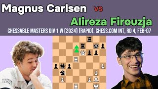 Magnus Carlsen sacrifices his rook to Alireza Firouzja in the Chessable Masters final [upl. by Akem424]