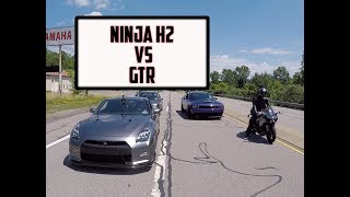 Kawasaki H2 vs Nissan GTR Drag Race [upl. by Anohs204]