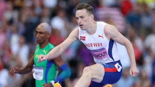 Reigning Olympic champion Karsten Warholm eases into 400m hurdles final joined by rival Rai Benjami [upl. by Elisabeth]