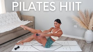 15 MIN FULL BODY PILATES HIIT  AtHome Workout With Weights Warm Up amp Cool Down Included [upl. by Dorothee251]