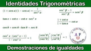 Identidades Trigonométricas  Demostraciones de igualdades  7 Ejercicios [upl. by Notned]