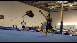 MARTIAL ARTS TRICKING ACROBATICS FLIPPING TRAINING GYM SESSION [upl. by Oirretna]