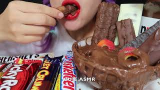 CURIE ASMR  Chocolate Candy Bars Nutella ONLY BITES [upl. by Ellegna]