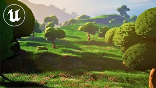 Stylized Zelda Landscape Large Scale PCG Tutorial with Gaea Maps in Unreal Engine [upl. by Eirok]