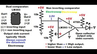 LM393 open collector output comparator integrated circuit IC demonstrated using LED [upl. by Anaihk]