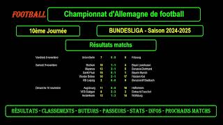 BUNDESLIGA  10ème journée 20242025  Résultats  Classements  Buteurs  Passeurs  Stats  Infos [upl. by Ricca]