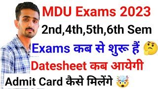 Mdu Exams 2023  Mdu Exams Datesheet 2023  Mdu Datesheet 2023  Mdu Reappear Exam 2023 mduexams [upl. by Ssidnac]