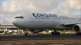 Corsair Airbus 330 300 take off Mayotte airport [upl. by Enajiram458]