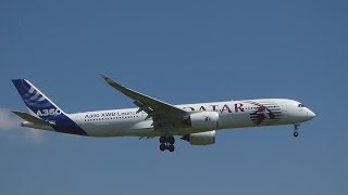 FullHD Airbus A350 XWB quotQatarquot takeoff and landing at ToulouseTLSLFBO [upl. by Flodnar890]