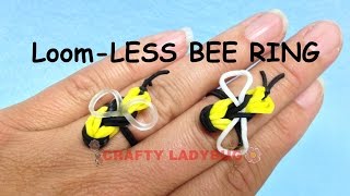 NEW Rainbow LoomLESS BEE RING EASY Charm Tutorials by Crafty Ladybug How to DIY [upl. by Nanfa612]