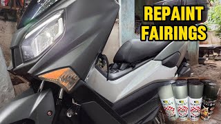 DIY Repaint Of Motorcycle Fairings Using Bosny amp Samurai Spray Paints  Easyride 150N [upl. by Atinrev]