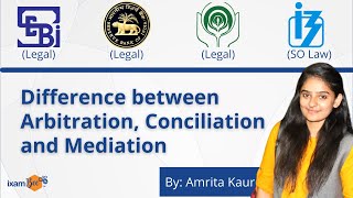 Difference between Arbitration Conciliation and Mediation  By Amrita Kaur [upl. by Acirat]