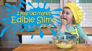 Two Year Old Susie Makes Fast and Easy Edible Slime Susies Cooking Show [upl. by Veradis992]