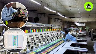 Amazing Embroidery Machine Multi Head Working  Ladies Shirt Fabric Embroidery on a Large Scale [upl. by Addis]