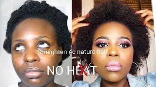 How I Straighten My Thick 4C Natural Hair Naturally Without Heat [upl. by Areip]