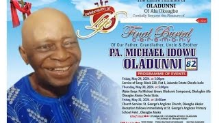 Service of songs for Alaga Michael Idowu Oladunni  Block 223 Flat 1Jankande Estate Okeafa isolo [upl. by Amoreta]