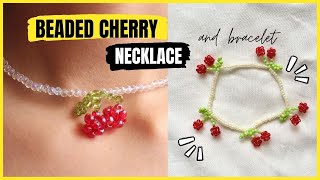 DIY CEREZA con MOSTACILLAS 🍒🍒 COLLAR Y PULSERAS AESTHETICS [upl. by Lidah]