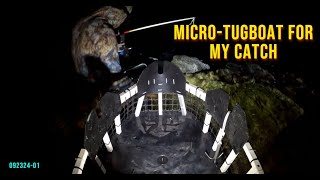 NIGHT DIVE POLE SPEARFISHING WITH MY MICROTUGBOAT  P1 [upl. by Romeo]