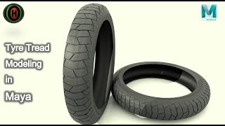 How to model Tyre tread in Autodesk Maya [upl. by Clotilde]