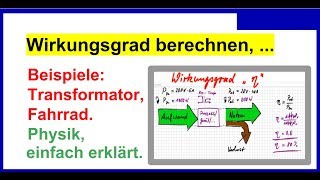 Wirkungsgrad berechnen einfach erklärt mit Beispielen Trafo Fahrrad Physik [upl. by Hagan902]