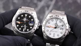 Rolex Explorer II 216570 White VS Black Dial SideBySide [upl. by Rudie]