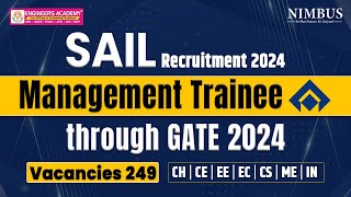 SAIL Recruitment 2024  SAIL Management Trainee Vacancy Through Gate 2024  Complete Details [upl. by Drobman661]