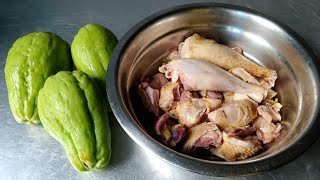 How To Boil Chayote And Local Chicken [upl. by Enelrahc]