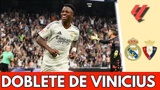 DOBLETE DE VINICIUS tras ASISTENCIA de LUNIN para el 30 del REAL MADRID vs Osasuna  La Liga [upl. by Gabe11]