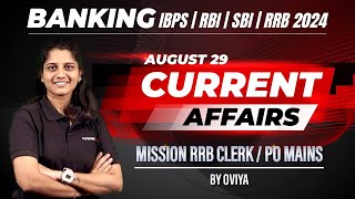 AUGUST  29  Banking Current Affairs  MISSION RRB CLERKPO MAINS  Oviya [upl. by Lledor]