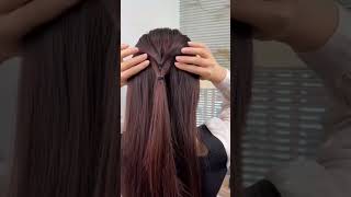 Half hair tutorial braid😍 hairstyle tutorial braids viralvideo ytshorts shorts [upl. by Tecla758]