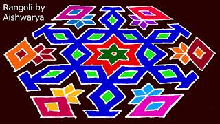 Creative Rangoli Designs 21 to 11 dots  Muggulu Arts Beautiful Colour Kolam  RamRangoli Aishwarya [upl. by Orten813]