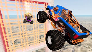 Monster Trucks INSANE Jumps Through GIANT Lasers  BeamNG Drive  Griffs Garage [upl. by Acinyt]