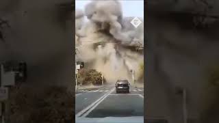 Dashcam captures major explosion after Russian missile strike in Dnipro [upl. by Adnilec828]