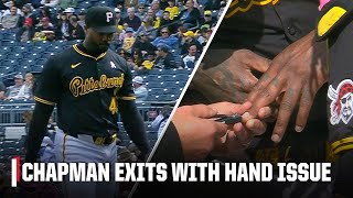 Aroldis Chapman clips fingernails on mound exits game  MLB on ESPN [upl. by Bevin940]