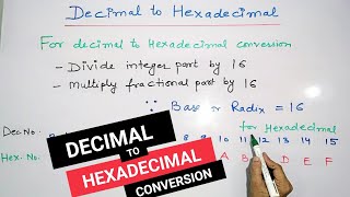 8 Decimal to Hexadecimal Conversion  Digital Electronics  TECH GURUKUL [upl. by Tildi]