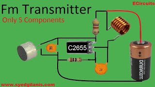 FM Transmitter circuit only with 5 components [upl. by Hcurab]