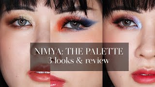 NIMYA THE PALETTE ⚡ 3 looks demo review  monolid makeup tutorial nikkietutorials nimya [upl. by Candy]