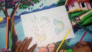 two painting badal and line ghoda colouring video [upl. by Eniamirt]