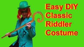 Cheap and Easy DIY Riddler Costume Cane amp Mask Classic Style Riddler [upl. by Kcirdef50]