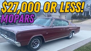 Mopar Cars for Sale 27900 or Less Affordable Classic Car Prices and Drivable [upl. by Illah802]