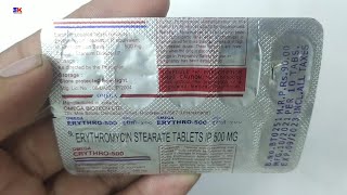 Erythro 500mg tablet  Erythromycin Stearate 500mg Tablet  Erythro Tablet Uses Benefit Review Hindi [upl. by Nolana]