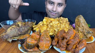 EATING MUTTON FATT CURRY MASALA CHICKEN CURRY FISH CURRY amp CHILLI  MUTTON FATT EATING CHALLENGE [upl. by Alakam789]