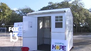 Tiny home community opens for the homeless in Tampa [upl. by Atiruam]